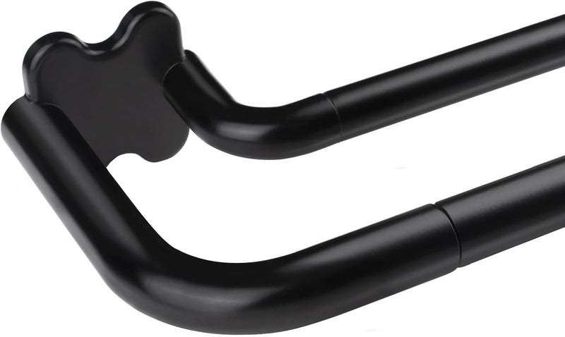 USFOOK Black Double Curtain Rods, Blackout Wrap Around Curtain Rods for Windows 48 to 84 Inch, 6/8 Inch Room Darkening Curtain Rod 32 to 86 Inch, Christmas Poles for Home Decor - Image 1